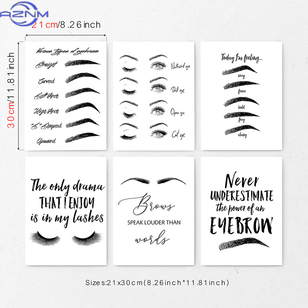 Makeup Is Beauty Quotes - Zestaw 6 obrazów na płótnie z
