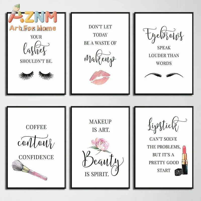 Makeup Is Beauty Quotes - Plakat z cytatami o makijażu, rzęsy,