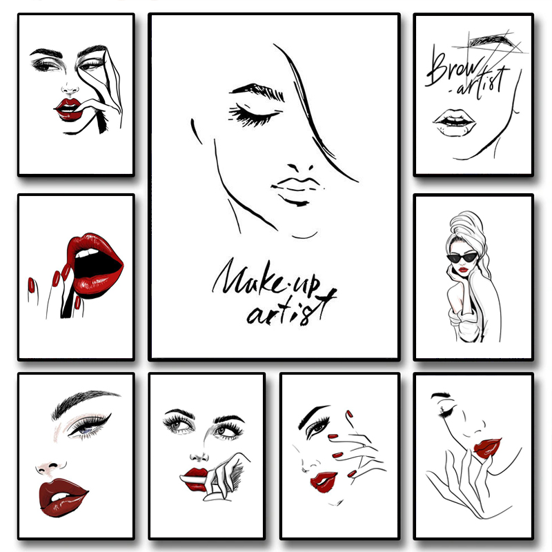 1 szt. bezramowy obraz na płót – Makeup Is Beauty Quotes recenzja i cena